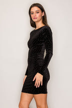 DD 1473 - Low Back Studded Velvet Mini Dress