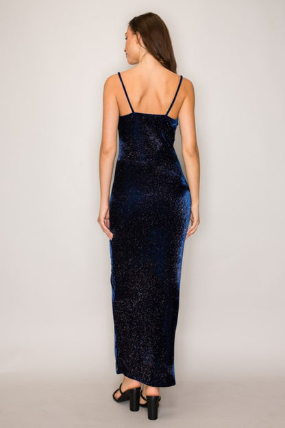 LD 607 - Glittery Velvet Maxi Dress