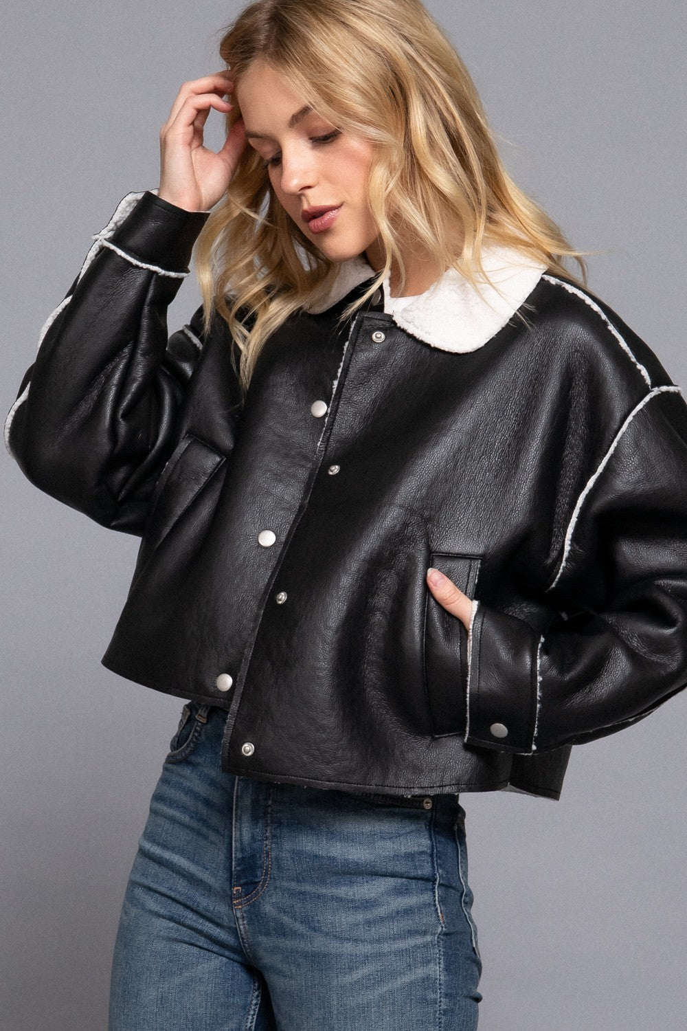 JCT 044 - Faux Leather Fur Lined Jacket