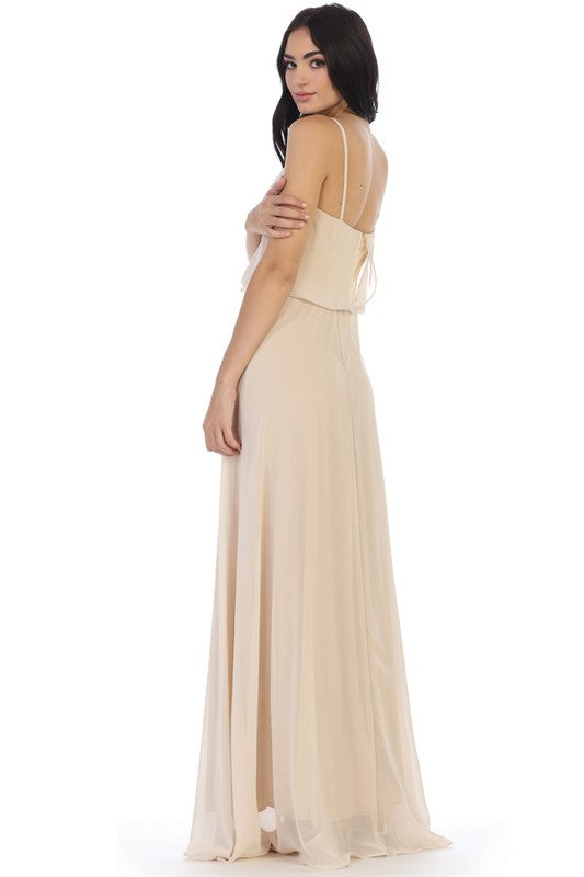 GOWN 412 - Blouson Top Spaghetti Strap Bridesmaid Dress