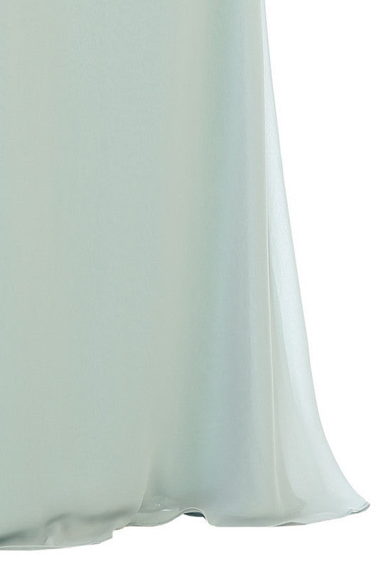 GOWN 412 - Blouson Top Spaghetti Strap Bridesmaid Dress