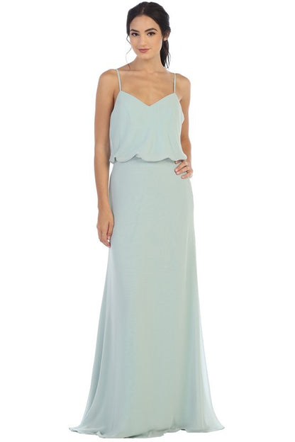 GOWN 412 - Blouson Top Spaghetti Strap Bridesmaid Dress