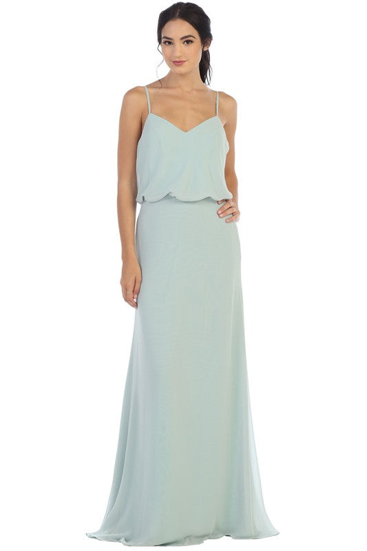 GOWN 412 - Blouson Top Spaghetti Strap Bridesmaid Dress