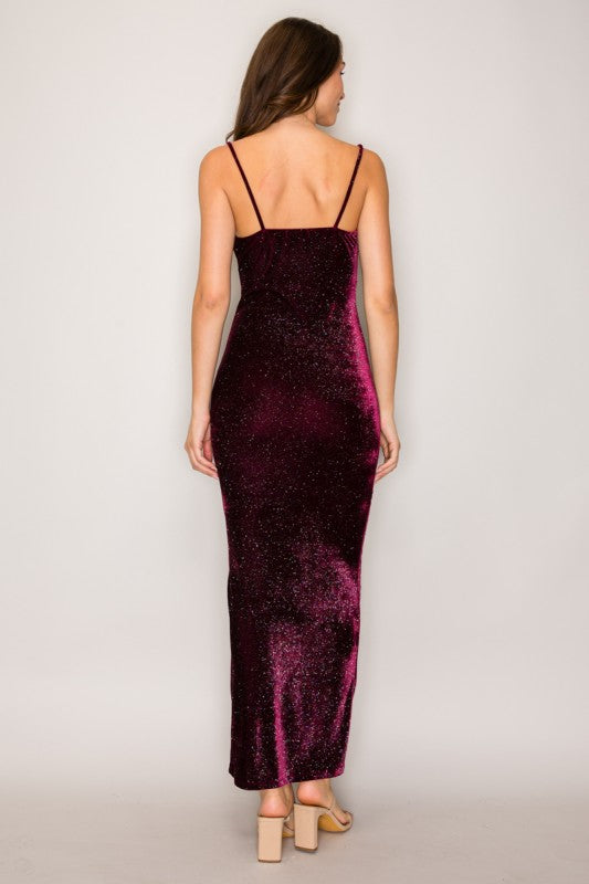 LD 607 - Glittery Velvet Maxi Dress