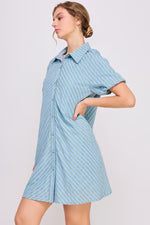 CD 3748 - Short Sleeve Button-Up Shirt Dress