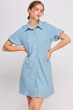 CD 3748 - Short Sleeve Button-Up Shirt Dress