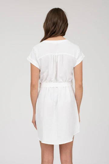 CD 3746 - Self Belted Mini Shirt Dress
