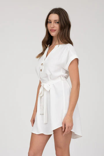 CD 3746 - Self Belted Mini Shirt Dress