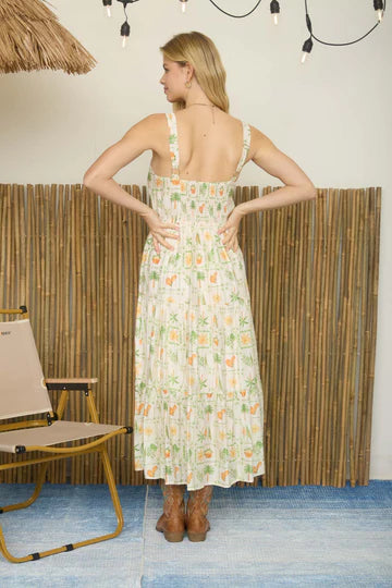 LD 464 - Tiered Motif Maxi Dress