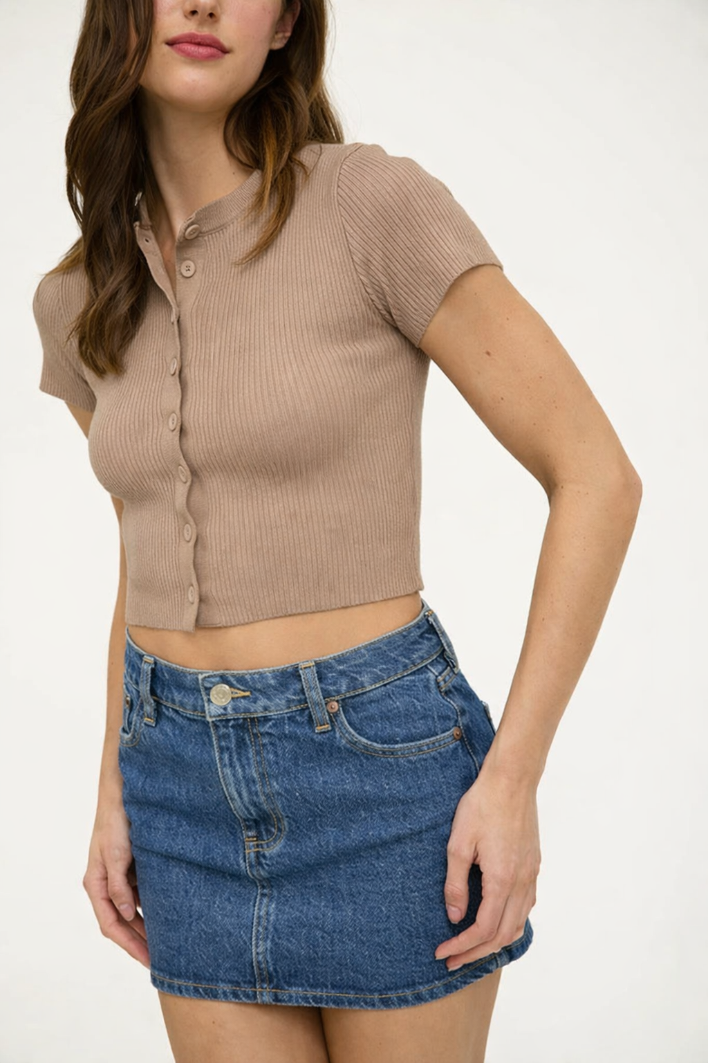 SWT 030 - Short Sleeve Cropped Cardigan