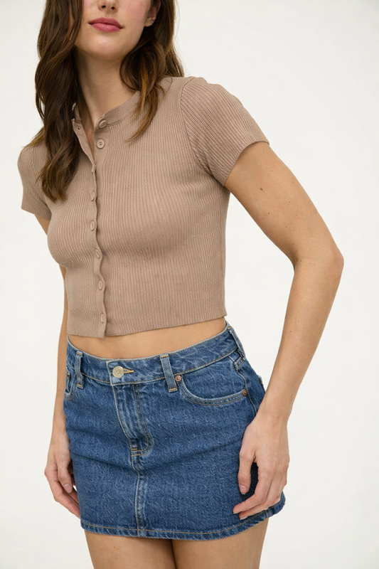 SWT 030 - Short Sleeve Cropped Cardigan