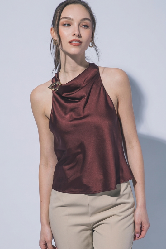 DT 1873 - Halter Neck Satin Blouse