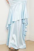 GOWN 423 - Asymmetrical Satin Mermaid Maxi Dress