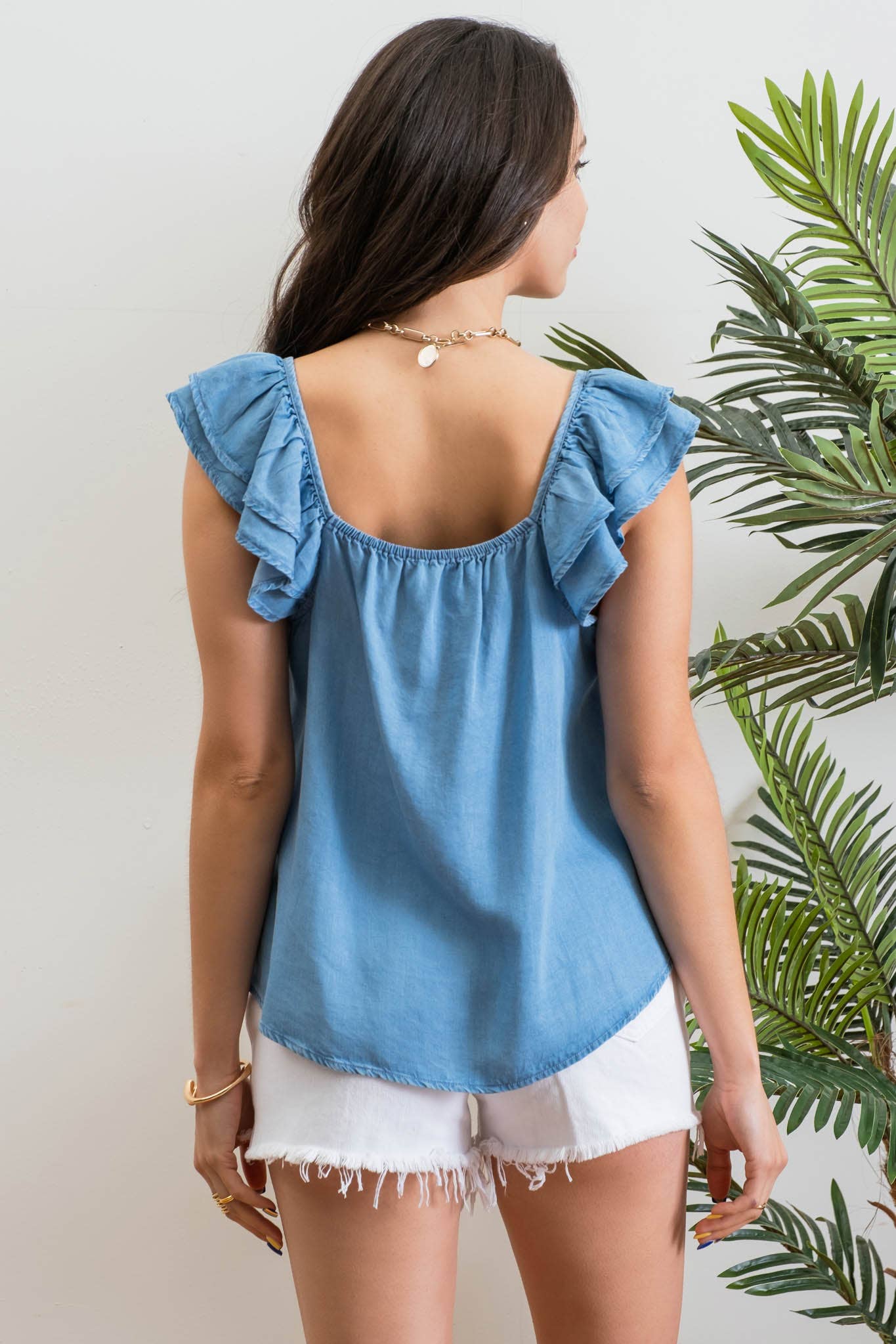 CT 2814 - Ruffle Sleeve Top