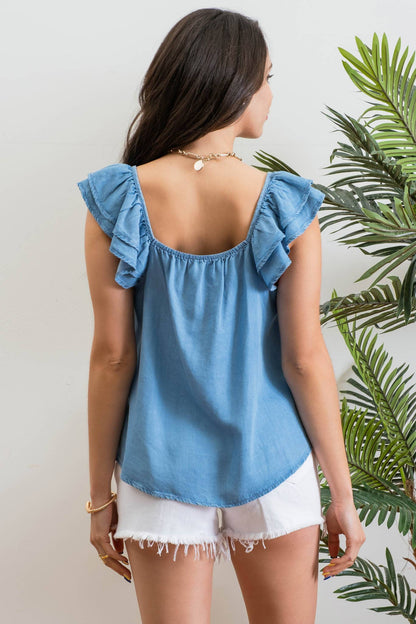 CT 2814 - Ruffle Sleeve Top