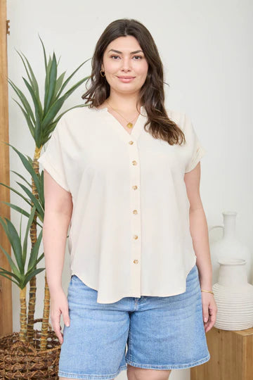 PS 009 - Cuffed Sleeve Button Down Top