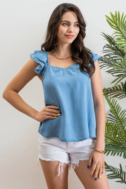 CT 2814 - Ruffle Sleeve Top