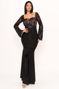 GOWN 426 - Satin & Lace Contrast Maxi Dress