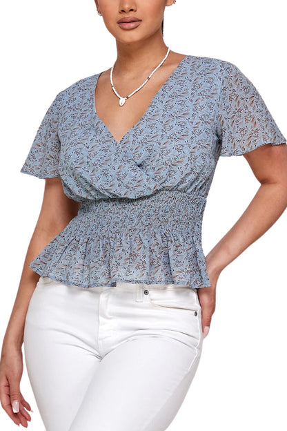 DT 1887 - Sheer Chiffon Short Sleeve Top
