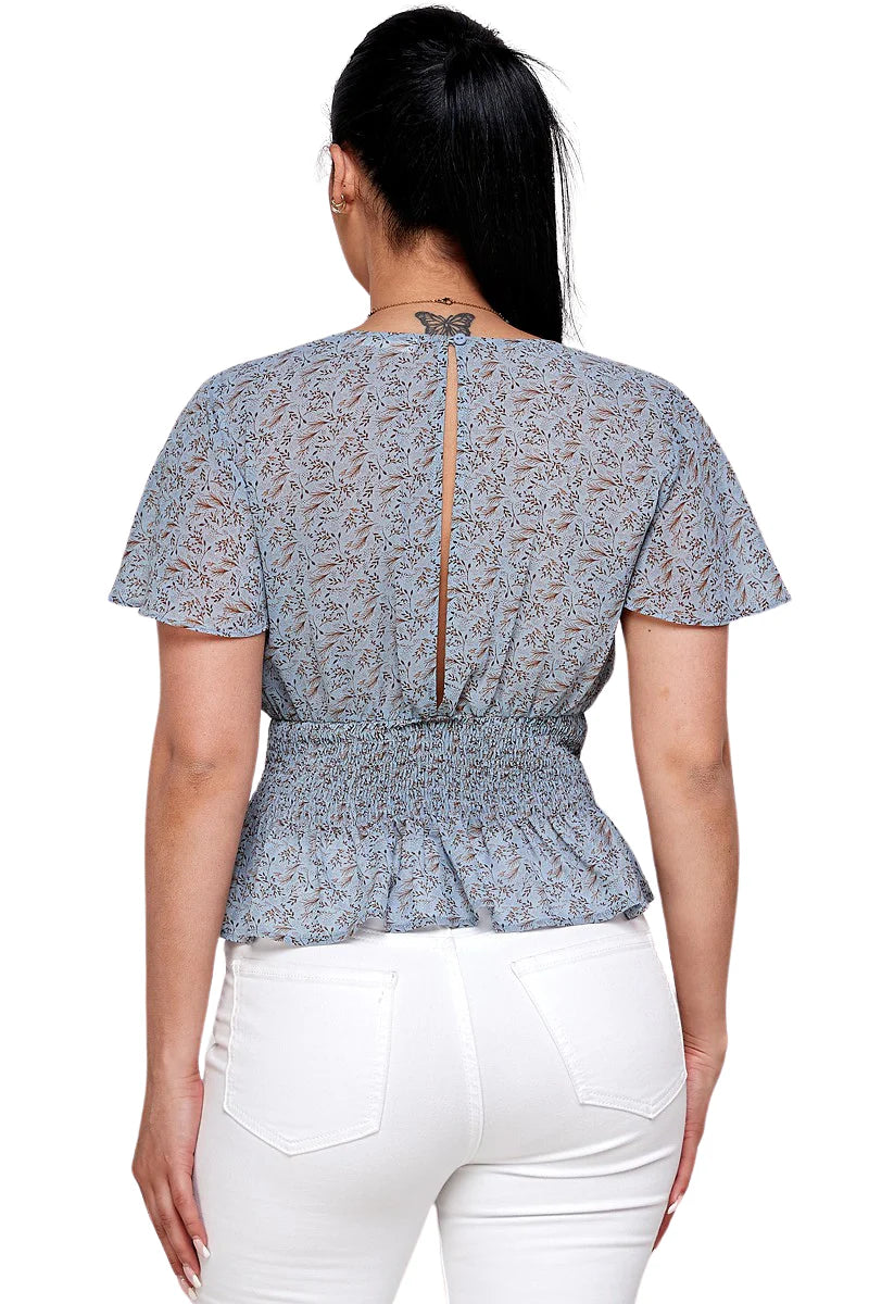 DT 1887 - Sheer Chiffon Short Sleeve Top