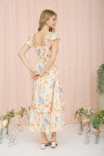 LD 466 - Scoop Neck Short Sleeve Ruffle Dress