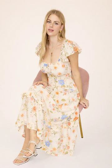 LD 466 - Scoop Neck Short Sleeve Ruffle Dress