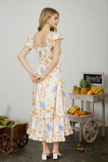 LD 466 - Scoop Neck Short Sleeve Ruffle Dress