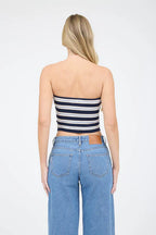 CT 2848 - Strapless Cropped Sweater Knit Top