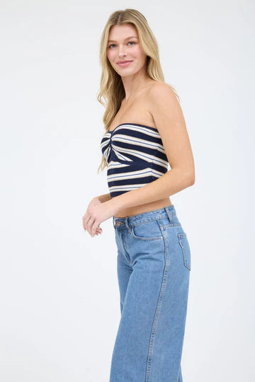 CT 2848 - Strapless Cropped Sweater Knit Top