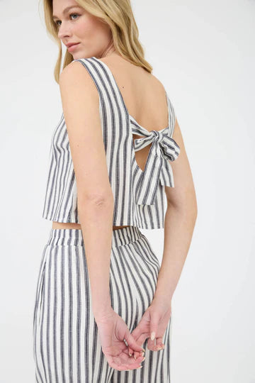 DT 1926 - Back Tie Linen Sleeveless Top