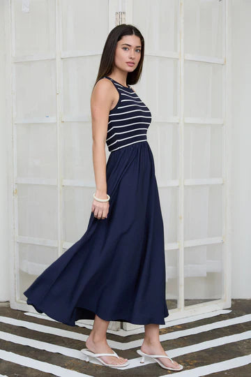 LD  467 - Sleeveless Mixed Media Tanktop Dress
