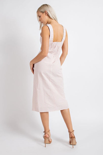 LD 626 - Striped Sleeveless Midi Dress