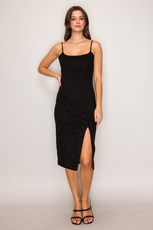 DD 1355 - Stretchy Suede Midi Dress