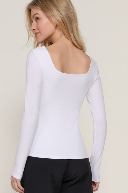 CT 2859 - Square Neck Double Layer Knit Top