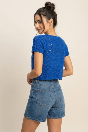 SWT 036 - Pointelle Front Tie Cardigan