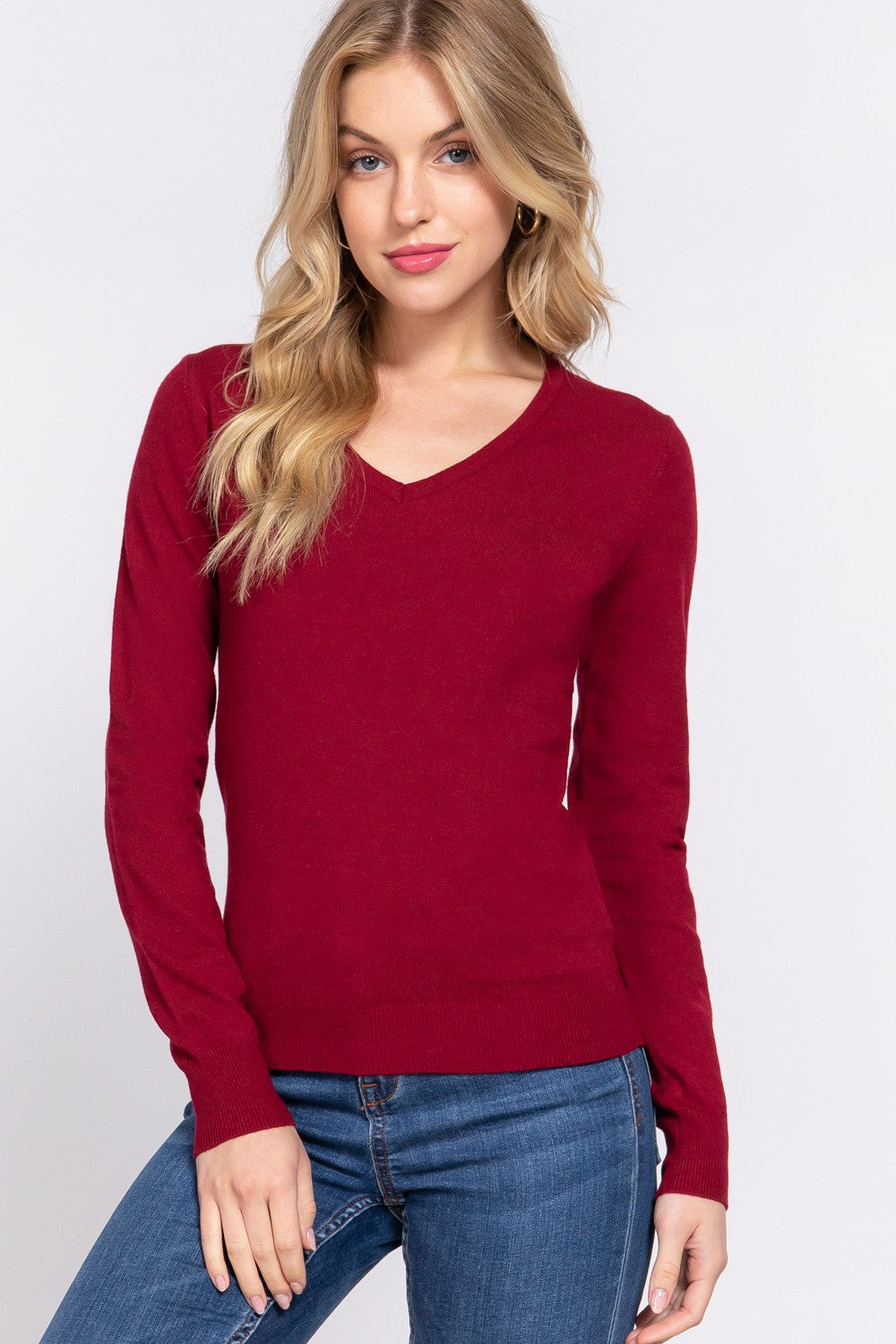 SWT 053 - Long Sleeve V-Neck Sweater