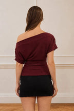 CT 2878 - Short Sleeve Off Shoulder Ruched Top