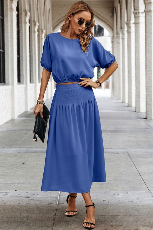 SET 001 - Round Neck Solid Dress Set (Top Only)