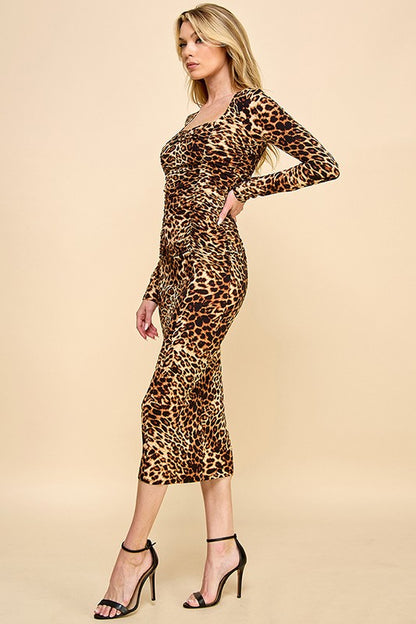 DD 1342 - Scoop Neck Printed Midi Dress
