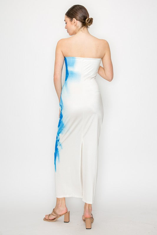 LD 570 - Floral Contrast Bandeau Dress