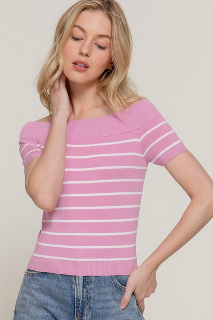 SWT 028 - Off Shoulder Spring Sweater