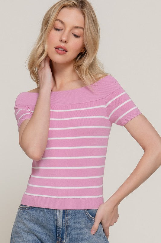 SWT 028 - Off Shoulder Spring Sweater