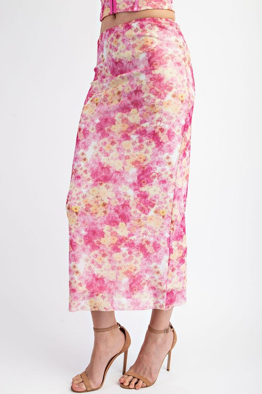 SET 039 - Lined Mesh Maxi Skirt