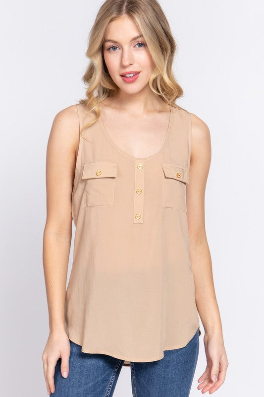 CT 2673 - Sleeveless Scoop Neck Top