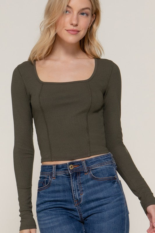 CT 2759 - Long Sleeve Corset Knit Top