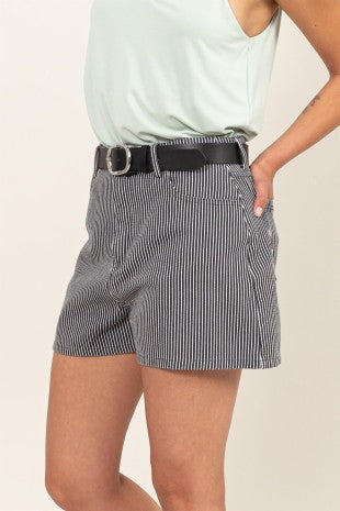 SHT 193 - Pinstripe High Waist Shorts