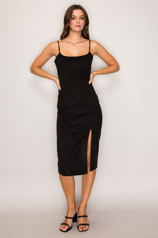 DD 1355 - Stretchy Suede Midi Dress