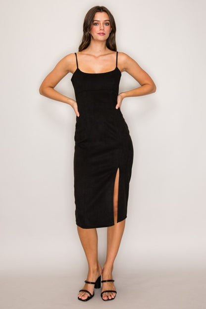 DD 1355 - Stretchy Suede Midi Dress