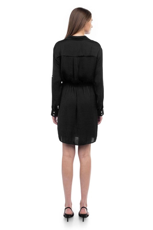 CD 3717 - Shirt Dress with Drawstring Waist