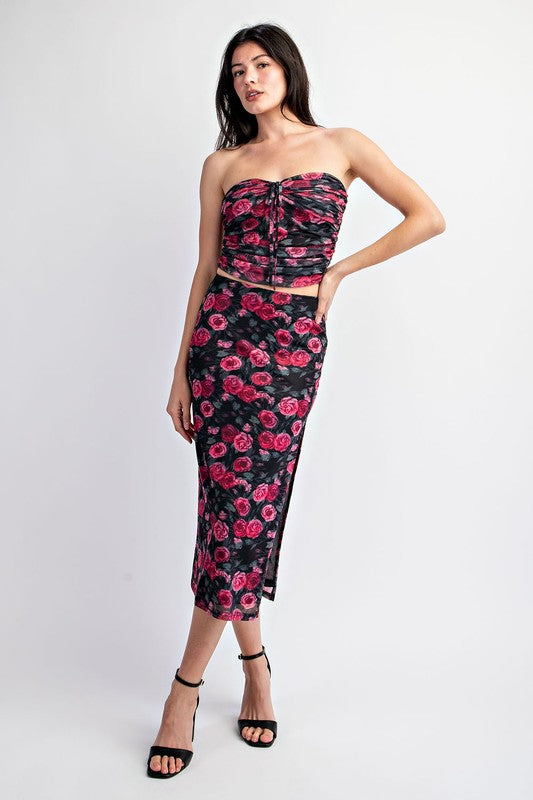 SET 034 - Floral Printed Tube Top